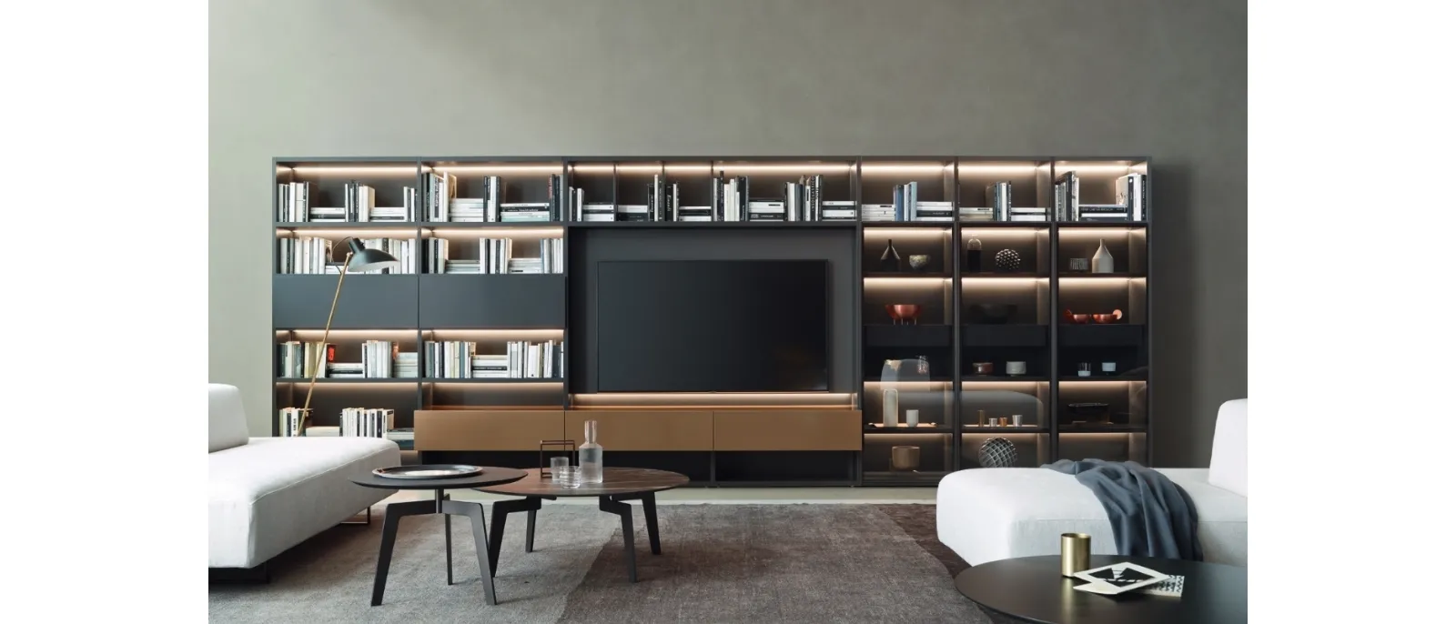 Libreria Modo M6C62 in laccato metallo Bronzo di Sangiacomo