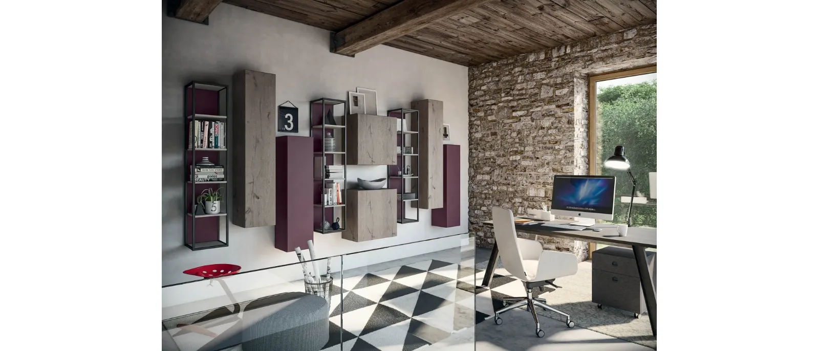 Libreria Rebel CF 172 in legno e laccato di Fimar