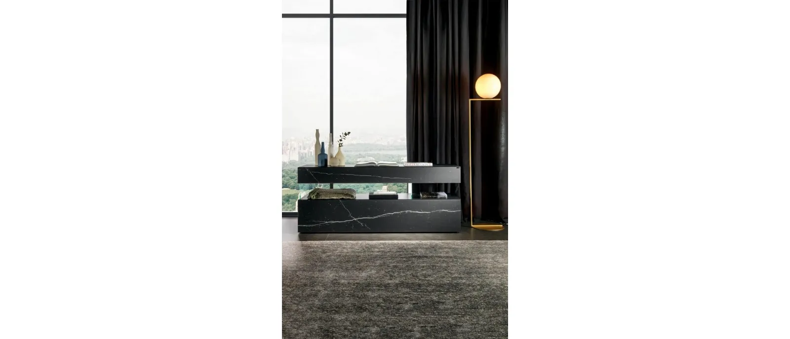Madia Air 0862 in vetro finitura effetto marmo Marquina matt XGlass di Lago