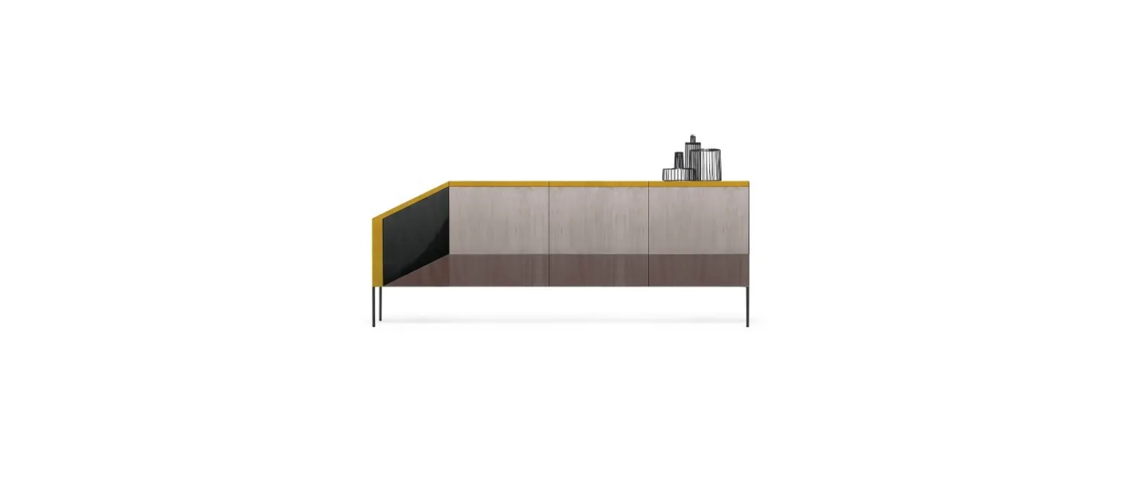 Madia in MDF placcato legno di design Ritratti di Mogg