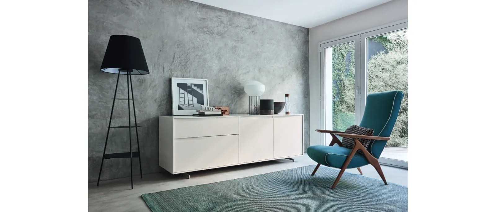 Madia Vela 02 in laccato Magnolia di Sangiacomo