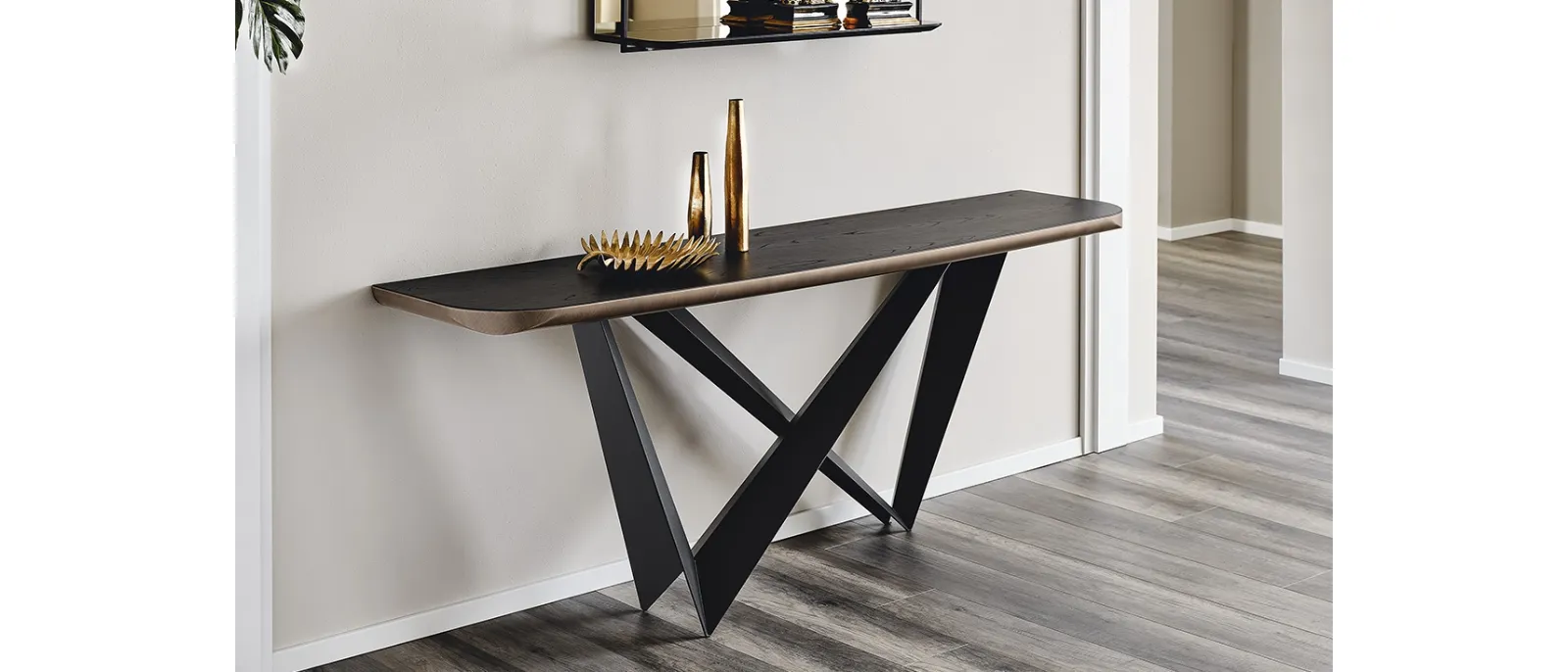 Consolle Westin Wood-C con top in legno e base in acciaio di Cattelan Italia
