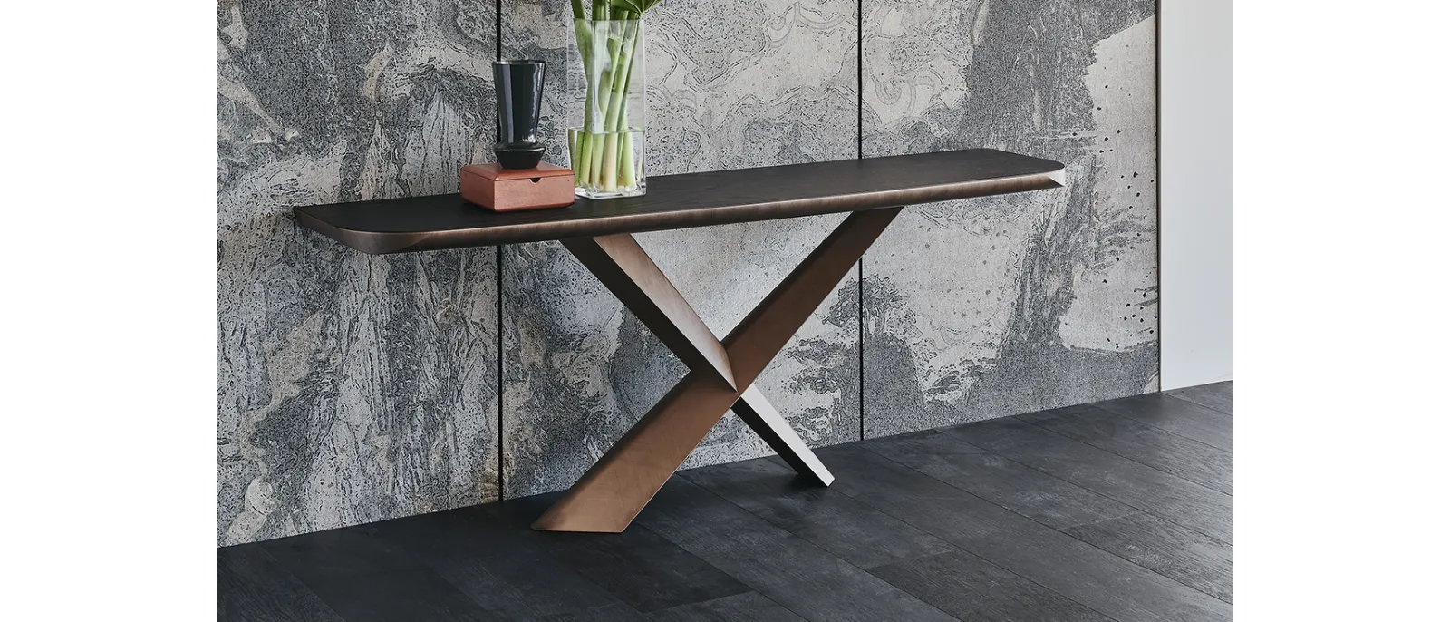 Consolle con piano in legno massello e acciaio Terminal Wood-C di Cattelan Italia
