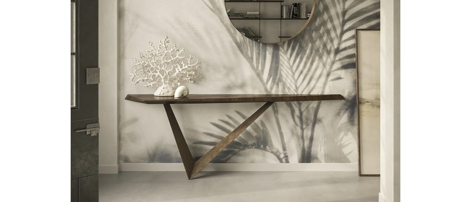 Consolle di design con top in legno e base in acciaio Varenne di Cattelan Italia