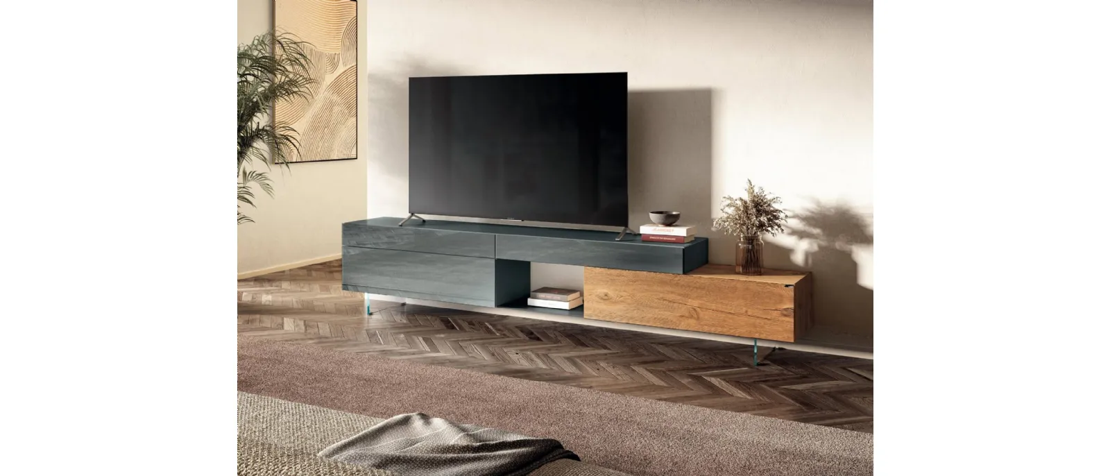 Mobile Porta Tv in vetro e legno 36e8 2656 di Lago