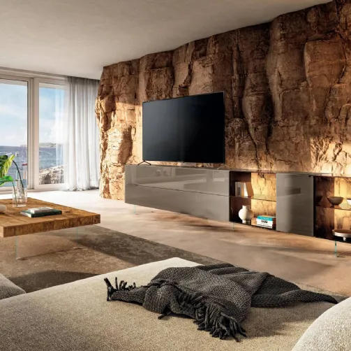 Presa TV Livolo Con Vetro Di Sicurezza Nero E Cornice Alluminio - 80x80mm
