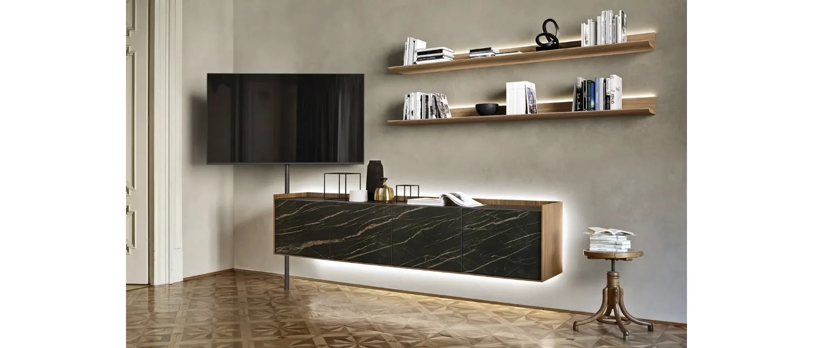 Mobile Porta Tv in ceramica e legno Tv Video di Sangiacomo