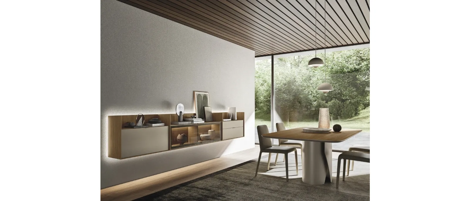 Mobile sospeso Cabaret One 03 in materico e legno di Sangiacomo