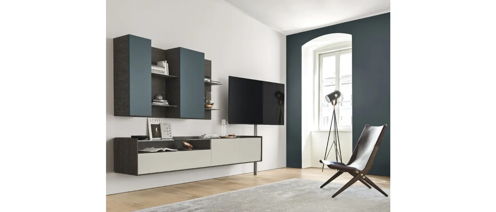 Parete Attrezzata sospesa Cabaret Glass 02 di Sangiacomo