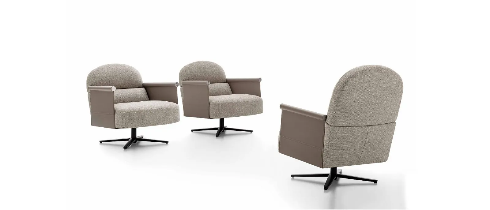 Poltroncina in tessuto con braccioli in cuoio Beyl di Ditre Italia