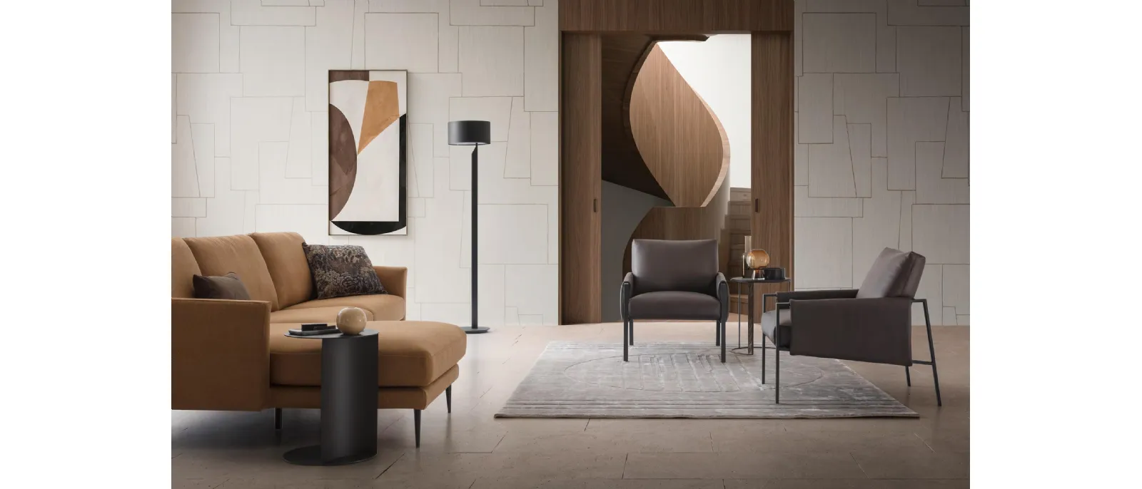 Poltroncina Andy in ecopelle con struttura in metallo di Le Comfort