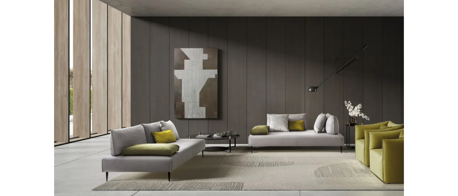 Divano lineare in tessuto Bacio Light di Le Comfort