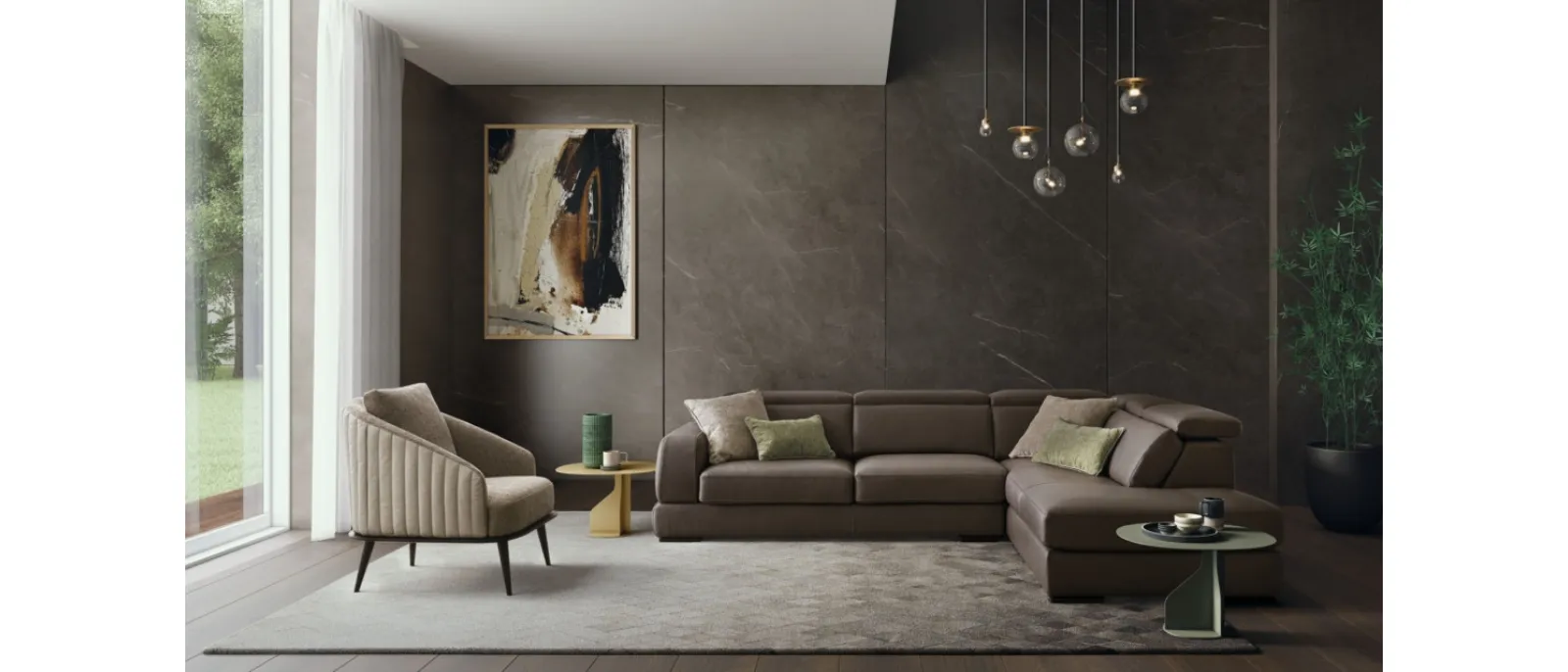 Divano angolare in pelle Graffiti di Le Comfort