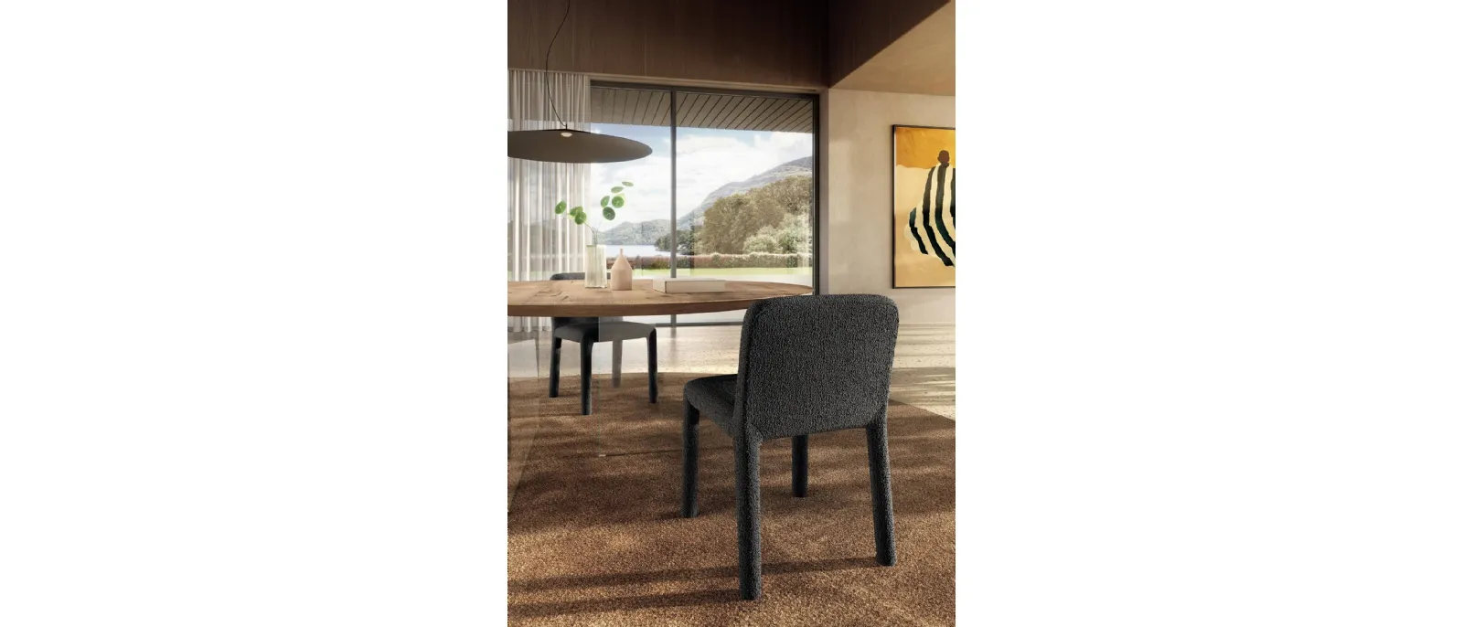 Sedia rivestita in tessuto Aqualta 2795 di Lago