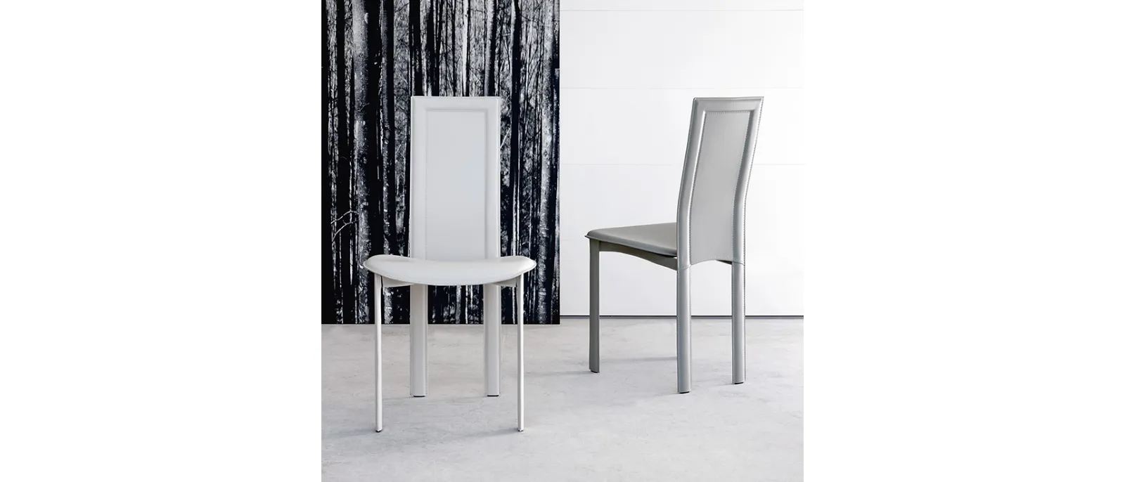 Sedia in acciaio con rivestimento in cuoio Lara di Cattelan Italia