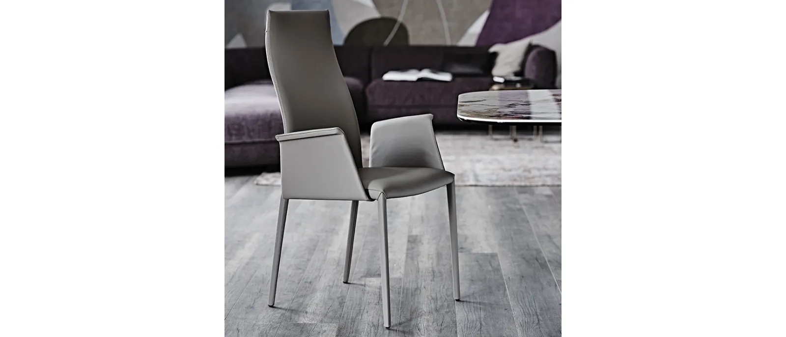 Sedia in pelle senza braccioli Norma di Cattelan Italia