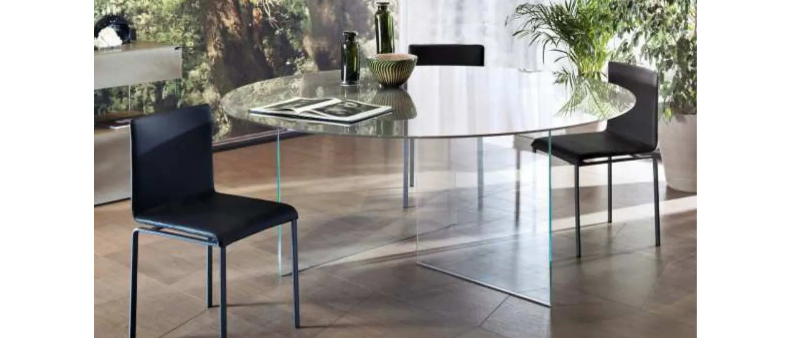 Tavolo Air Glass Rotondo in vetro temperato di Lago