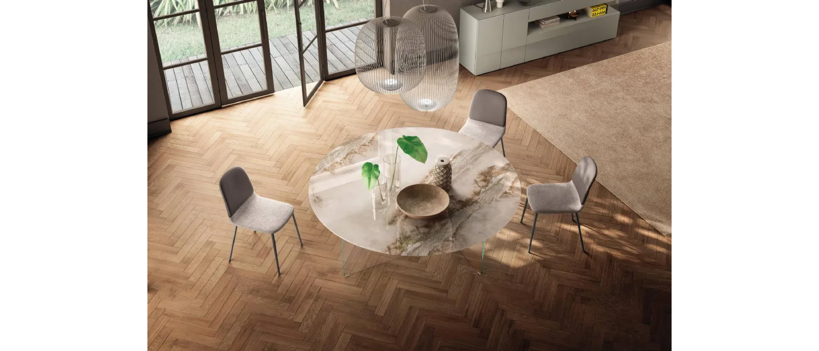 Tavolo Air Slim 2260X rotondo in vetro di Lago
