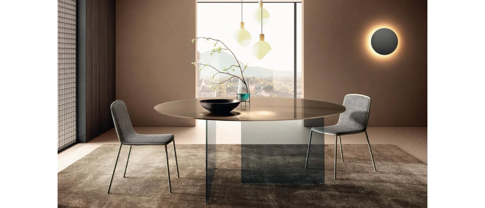 Tavolo Air Slim 2260X rotondo in vetro di Lago
