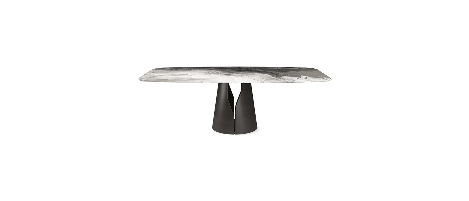 Tavolo con base in acciaio e piano bisellato in cristallo stampato Giano Crystalart di Cattelan Italia