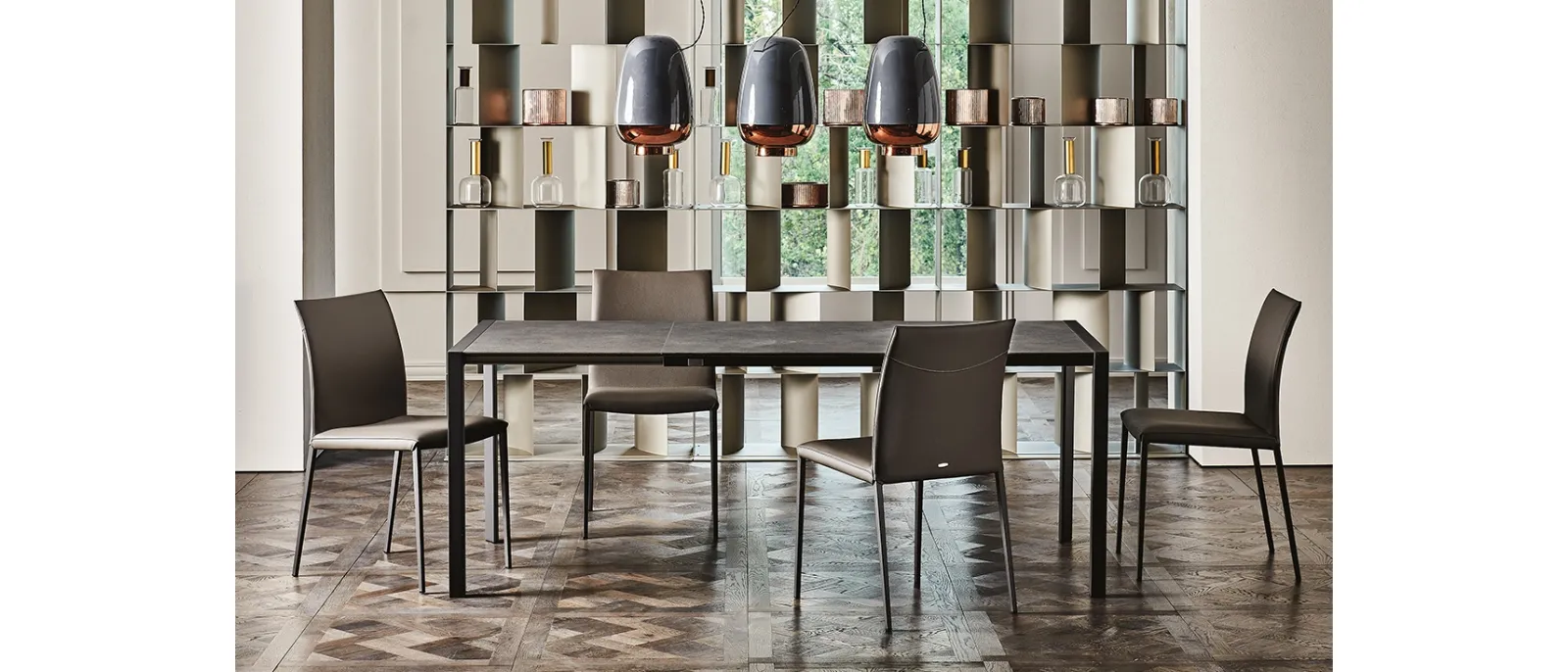 Tavolo allungabile con struttura in acciaio e piano in laminato Pedro Drive di Cattelan Italia