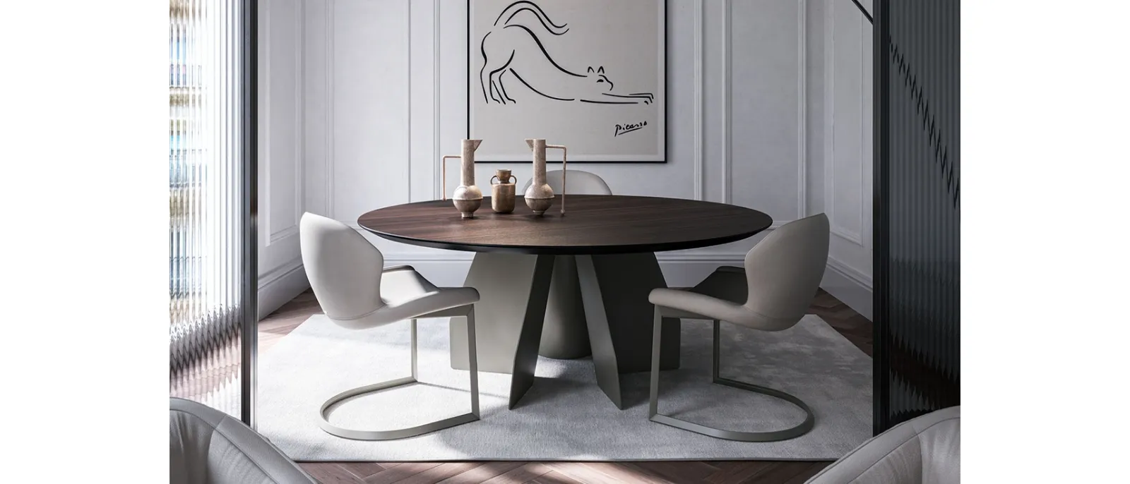 Tavolo con top in legno Senator Round di Cattelan Italia