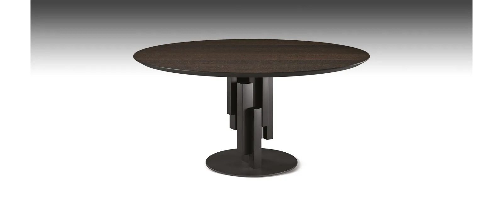 Tavolo con base in metallo e piano rotondo in legno Skyline Wood Round di Cattelan