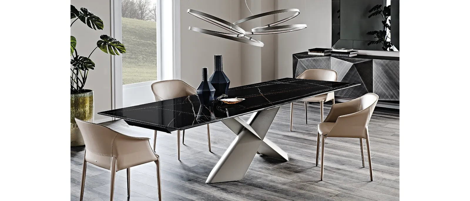 Tavolo allungabile con piano in ceramica Tyron Keramik Drive di Cattelan Italia