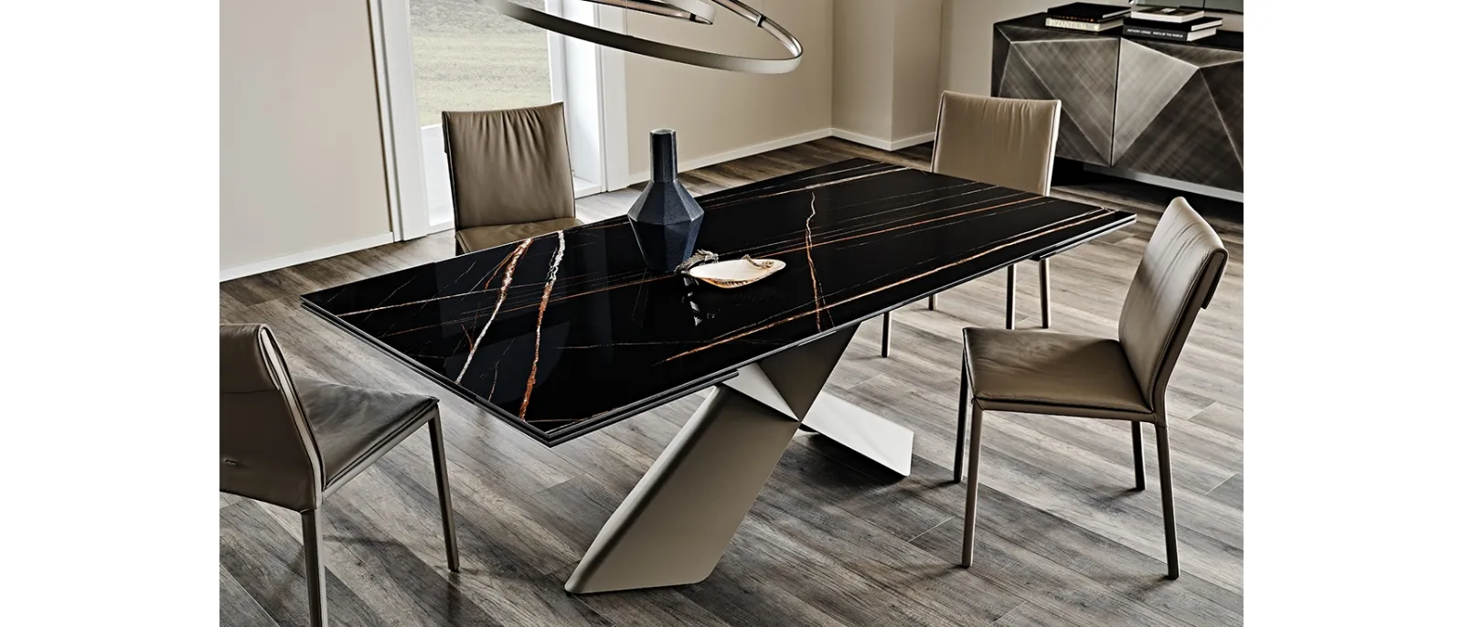 Tavolo allungabile con piano in ceramica Tyron Keramik Drive di Cattelan Italia