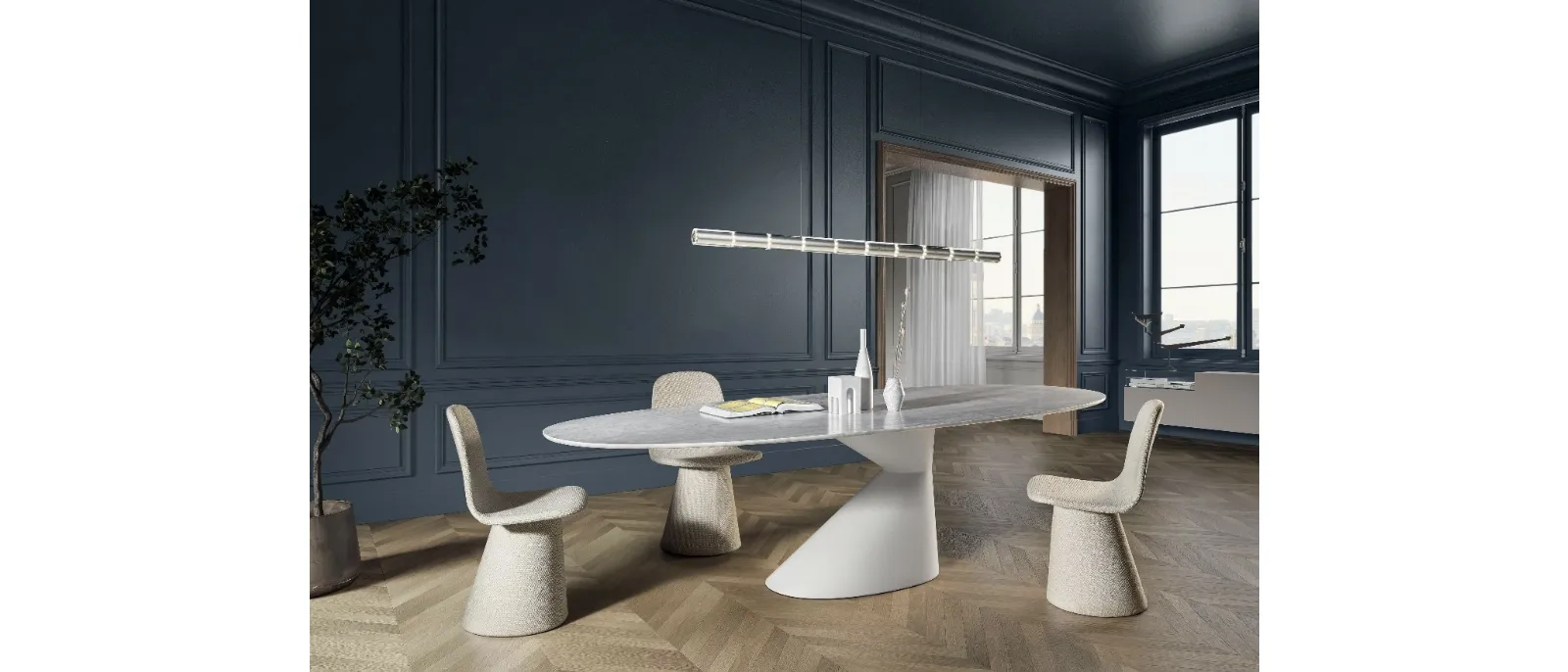 Tavolo Chapeau 2887M in marmo di Lago