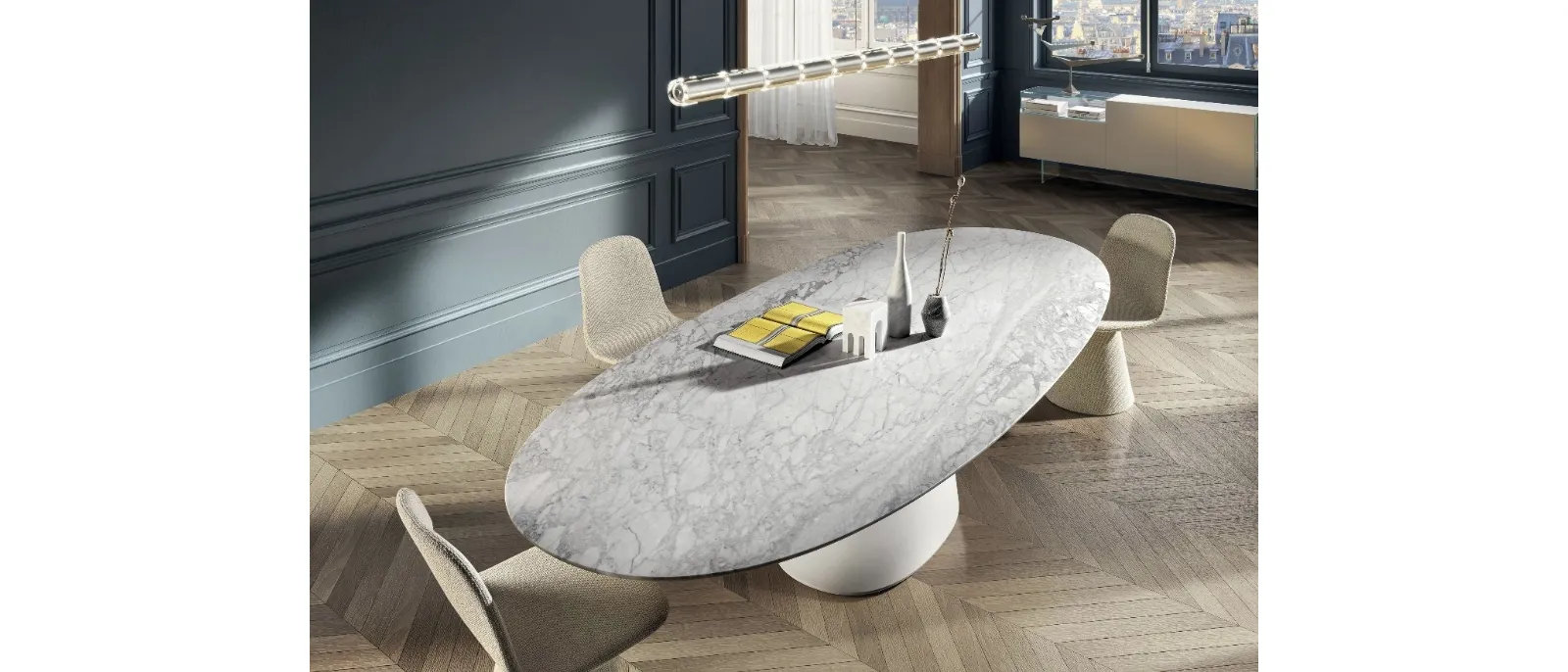 Tavolo Chapeau 2887M in marmo di Lago