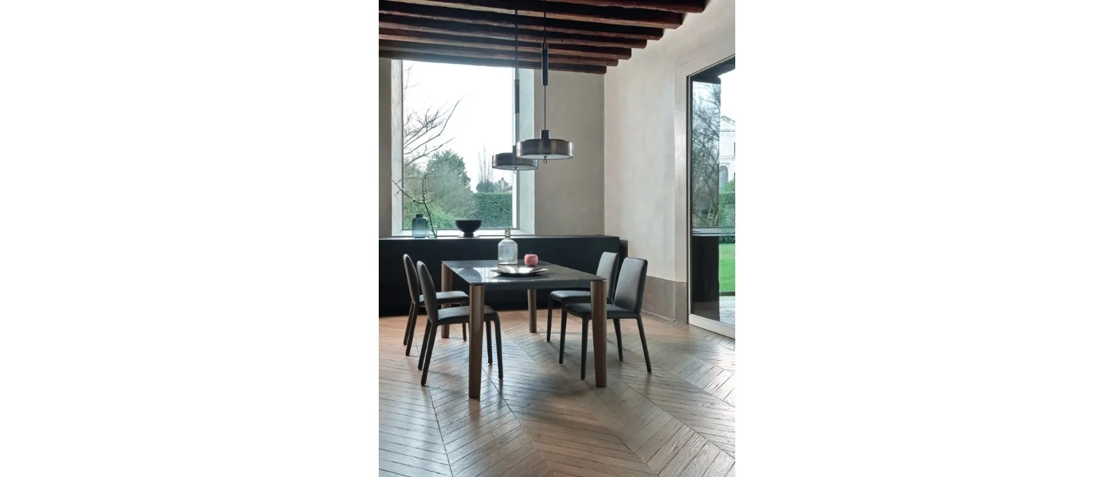 Tavolo Desco in Ceramica Nero Greco di Sangiacomo