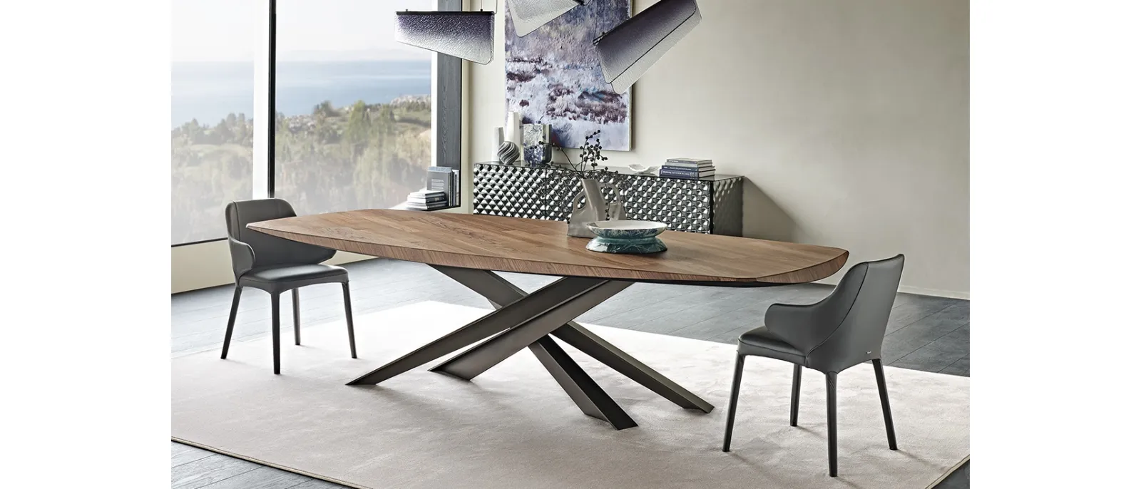 Tavolo rettangolare con piano in legno pregiato Lancer Wood di Cattelan Italia