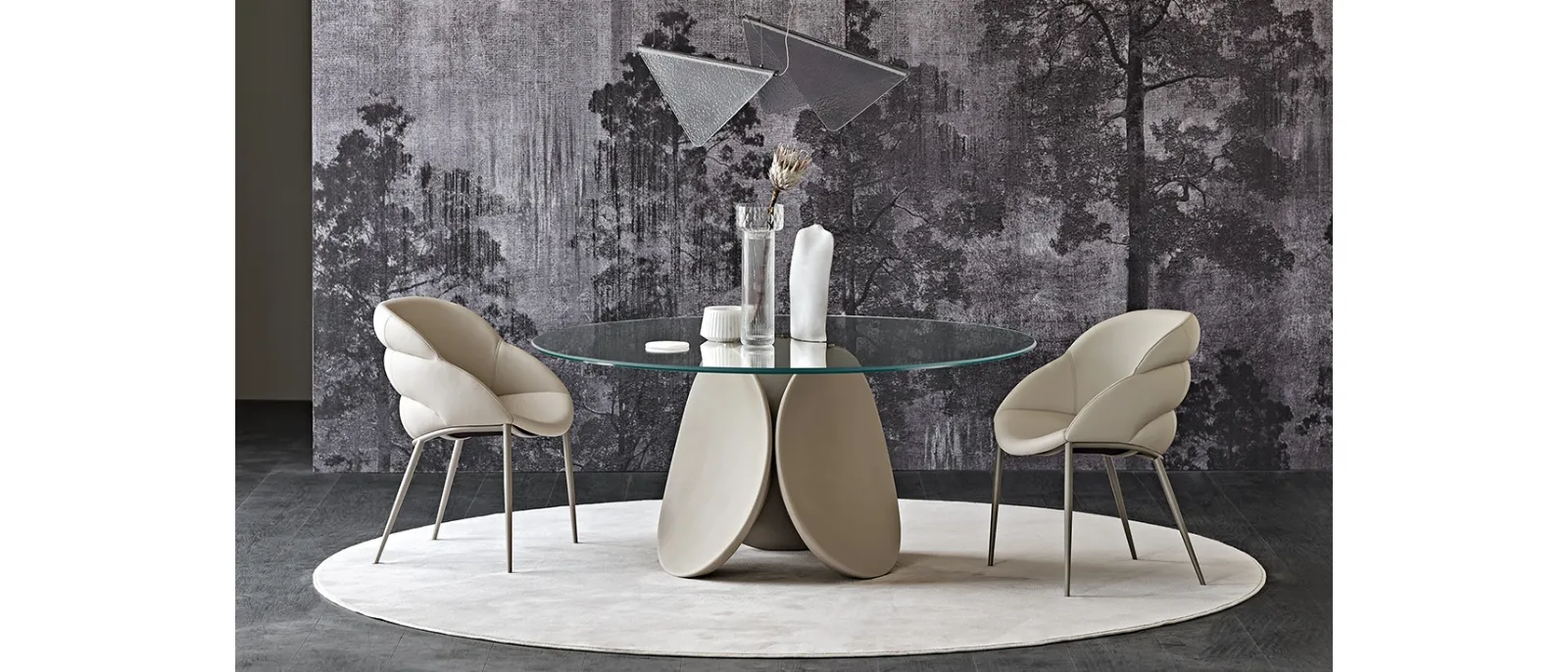Tavolo scultura rotondo in vetro trasparente Maxim di Cattelan Italia