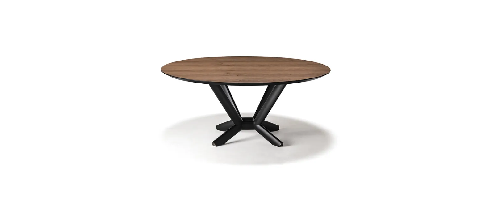 Tavolo con base in acciaio e piano tondo in legno Planer Wood Round di Cattelan Italia