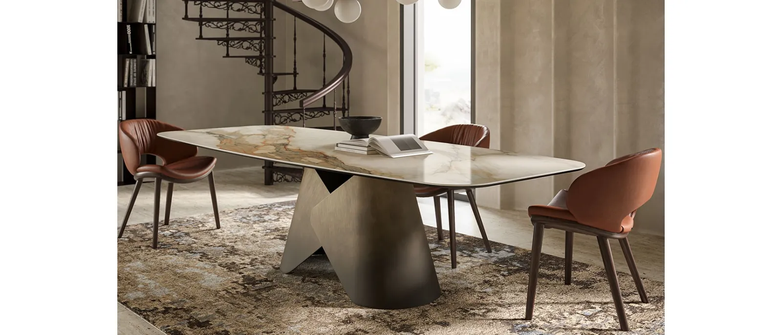 Tavolo in ceramica con base in metallo Scott Keramik di Cattelan Italia