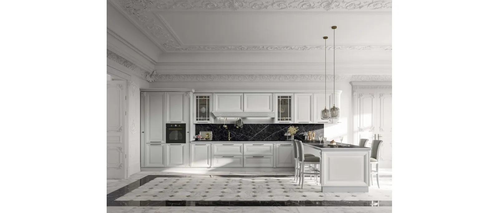 Cucina Classica con penisola Ginevra 03 di Ar-Tre