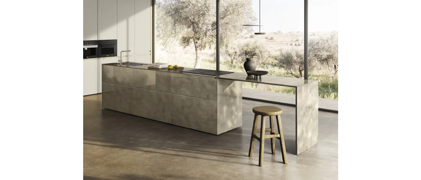 Cucina Design con isola 36e8 Cut Project 2821 di Lago