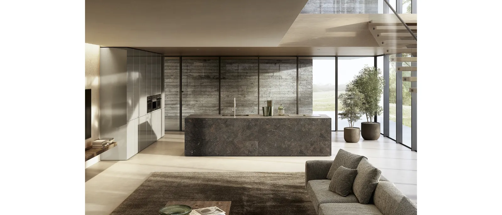 Cucina Design con isola 36e8 Cut Project 2822 di Lago