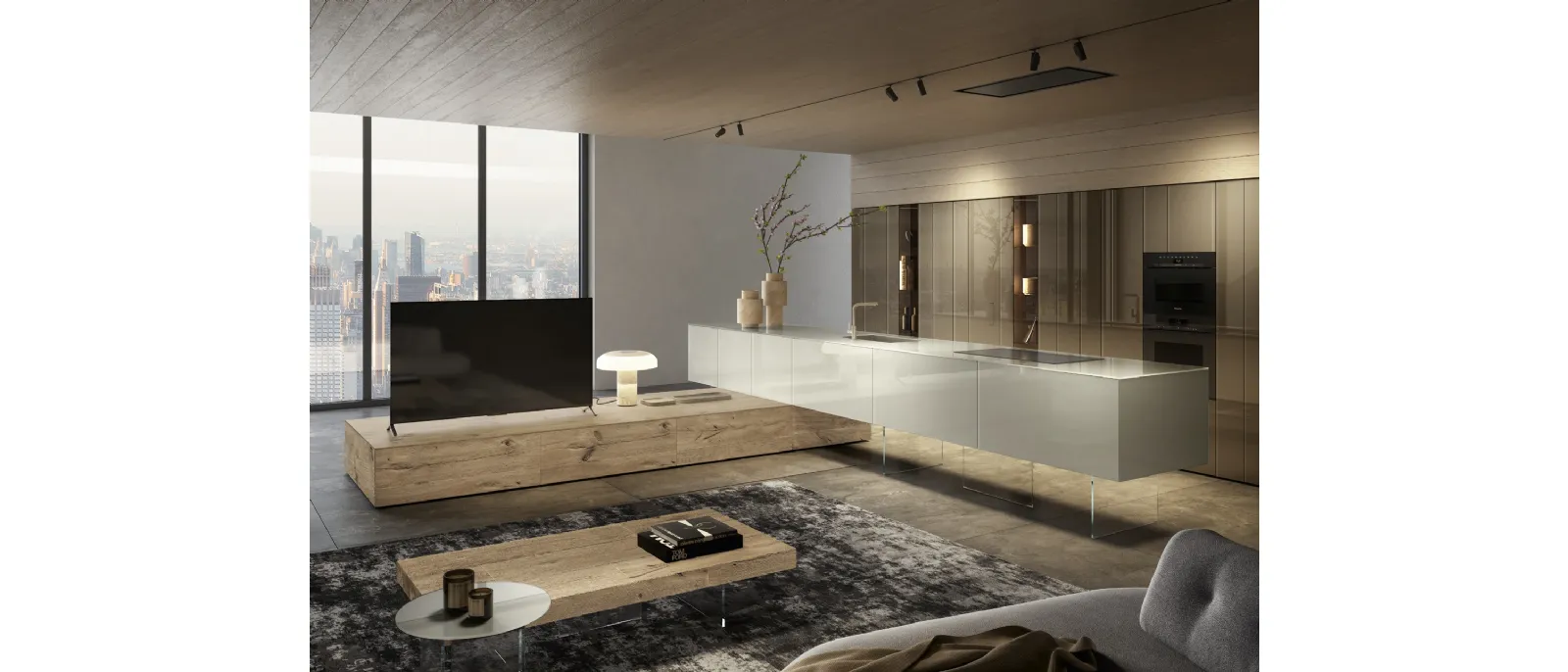 Cucina Design con isola 36e8 Cut Project 2823 di Lago