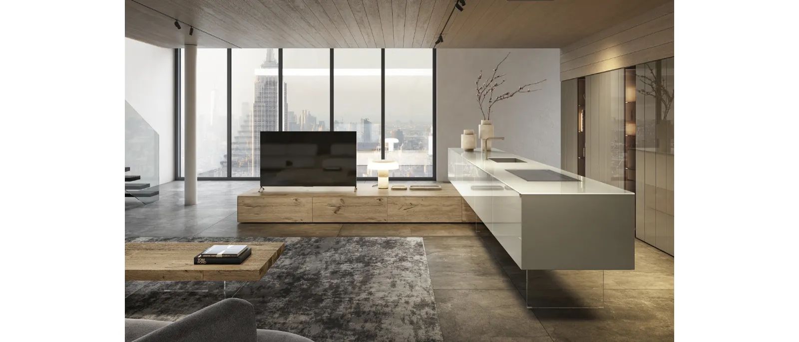 Cucina Design con isola 36e8 Cut Project 2823 di Lago