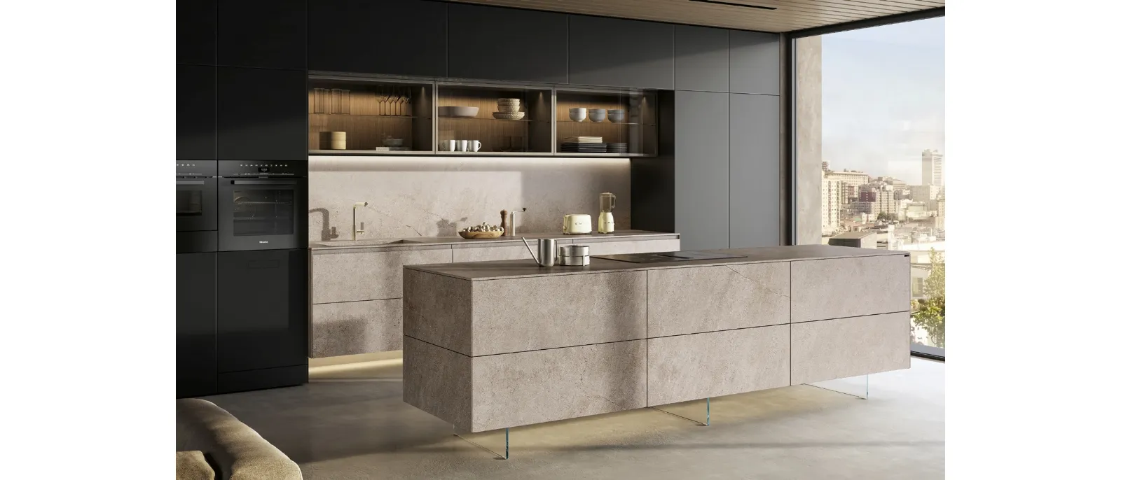 Cucina Design con isola 36e8 Cut Project 2825 di Lago
