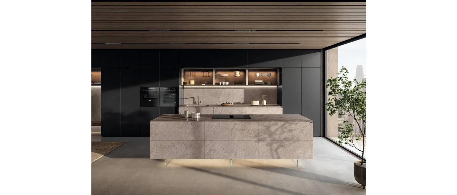 Cucina Design con isola 36e8 Cut Project 2825 di Lago