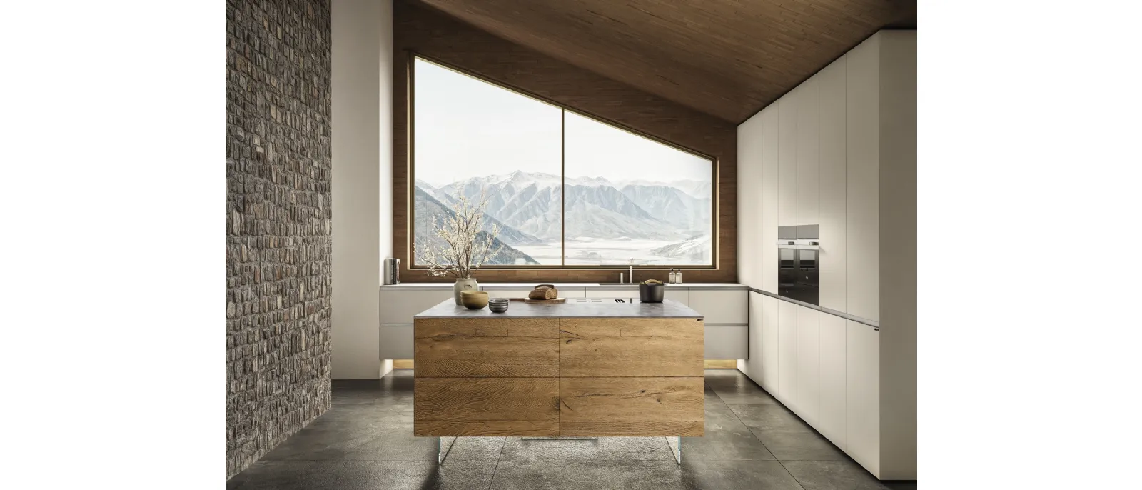 Cucina Design in laccato con isola in legno 36e8 Cut Project 2826 di Lago
