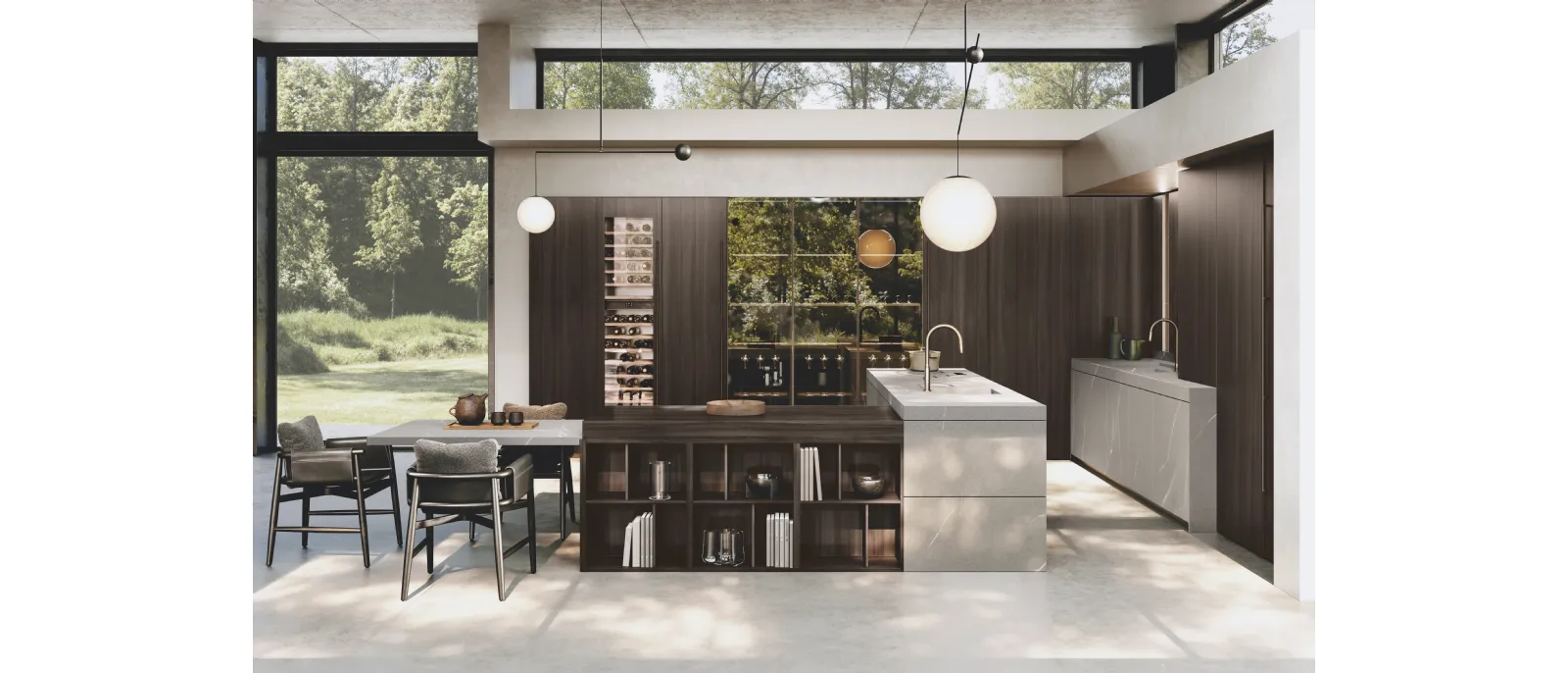Cucina Design con isola e penisola Bluna Gres di Binova