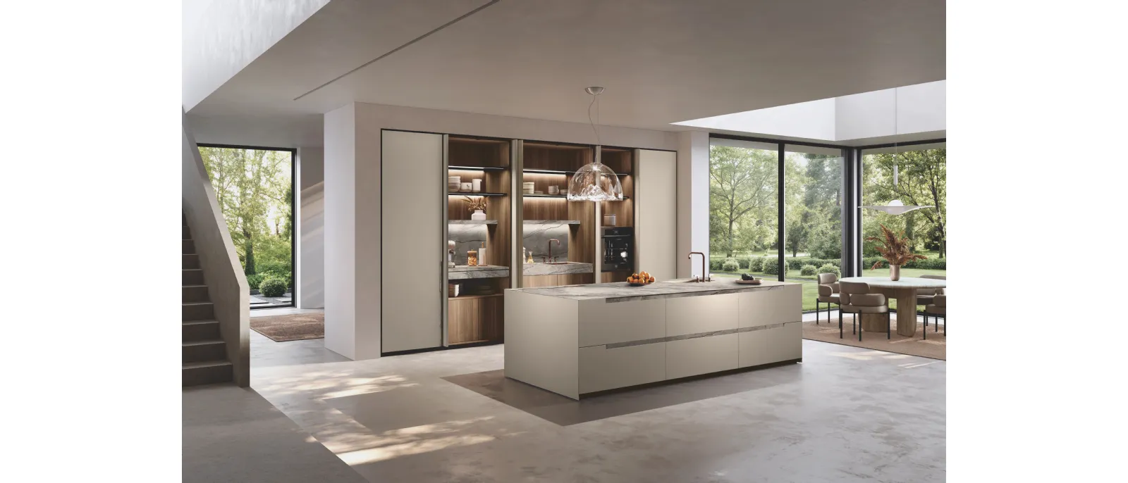 Cucina Design con isola Bluna Maniglia Stone di Binova