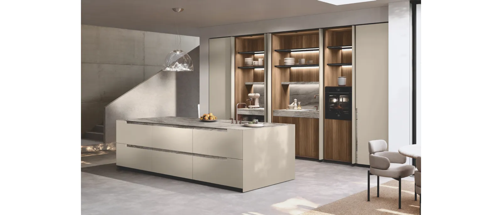 Cucina Design con isola Bluna Maniglia Stone di Binova