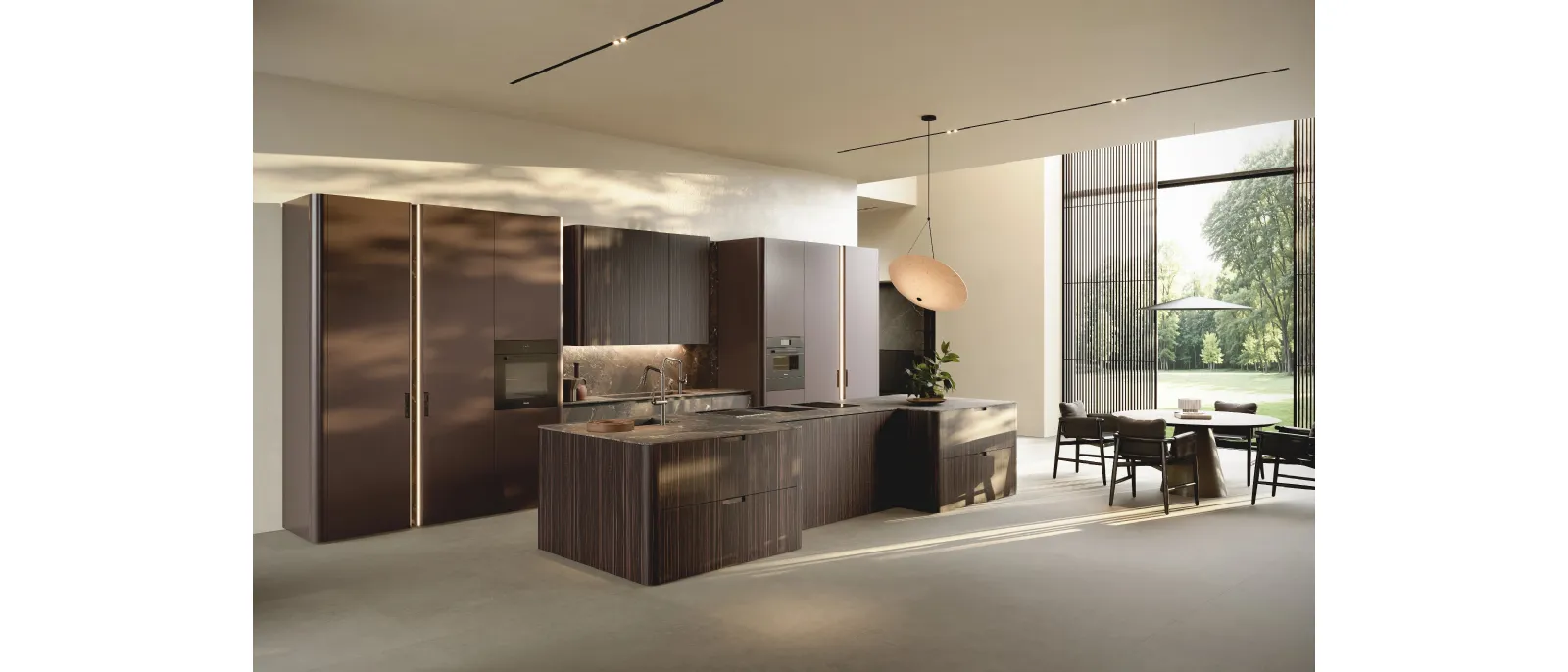 Cucina Design con isola Bluna Metal 5|0 di Binova