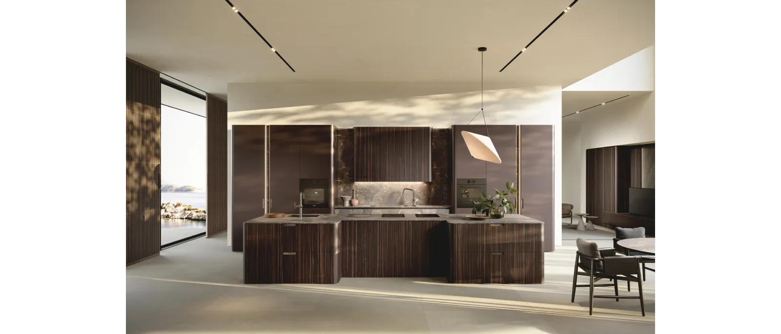 Cucina Design con isola Bluna Metal 5|0 di Binova