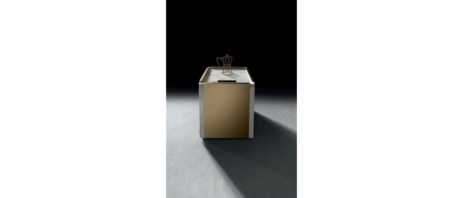 Cucina Design con sistema ad induzione sottopiano in alluminio e gres Ono Fire di Binova